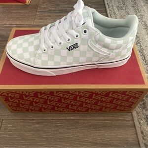 Vans Mint Green and White Checkered Shoes